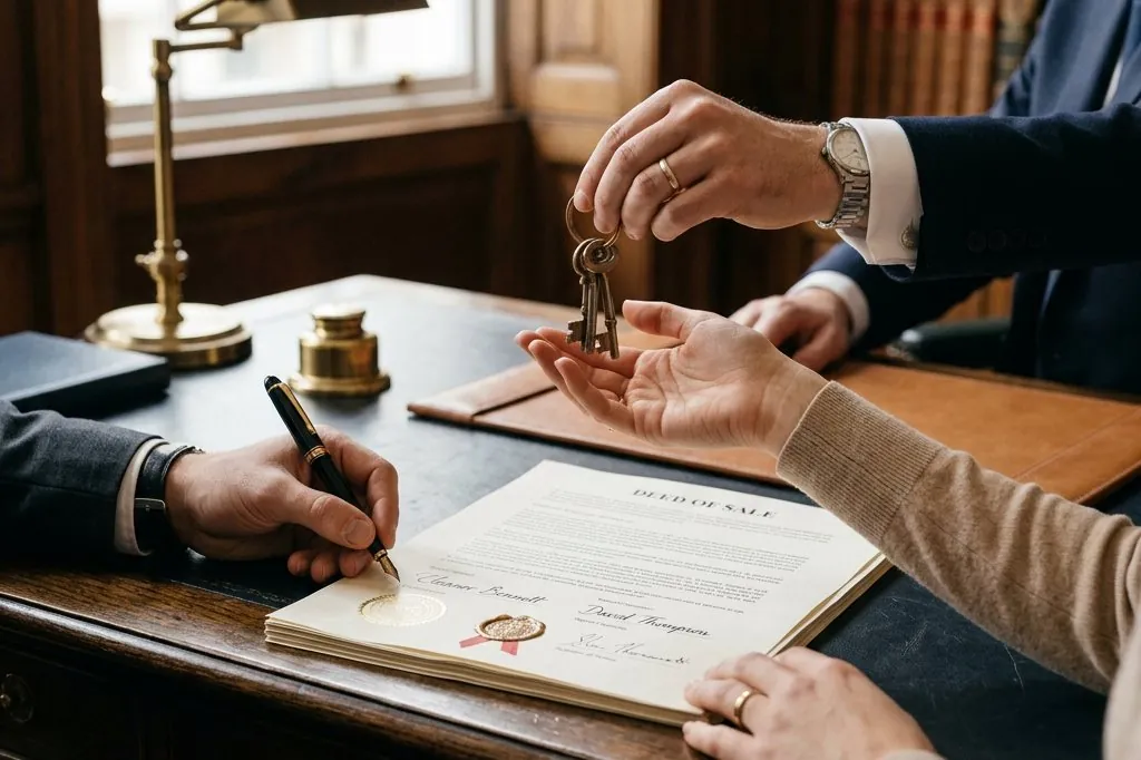 Signature de l’acte authentique et remise des clés chez le notaire